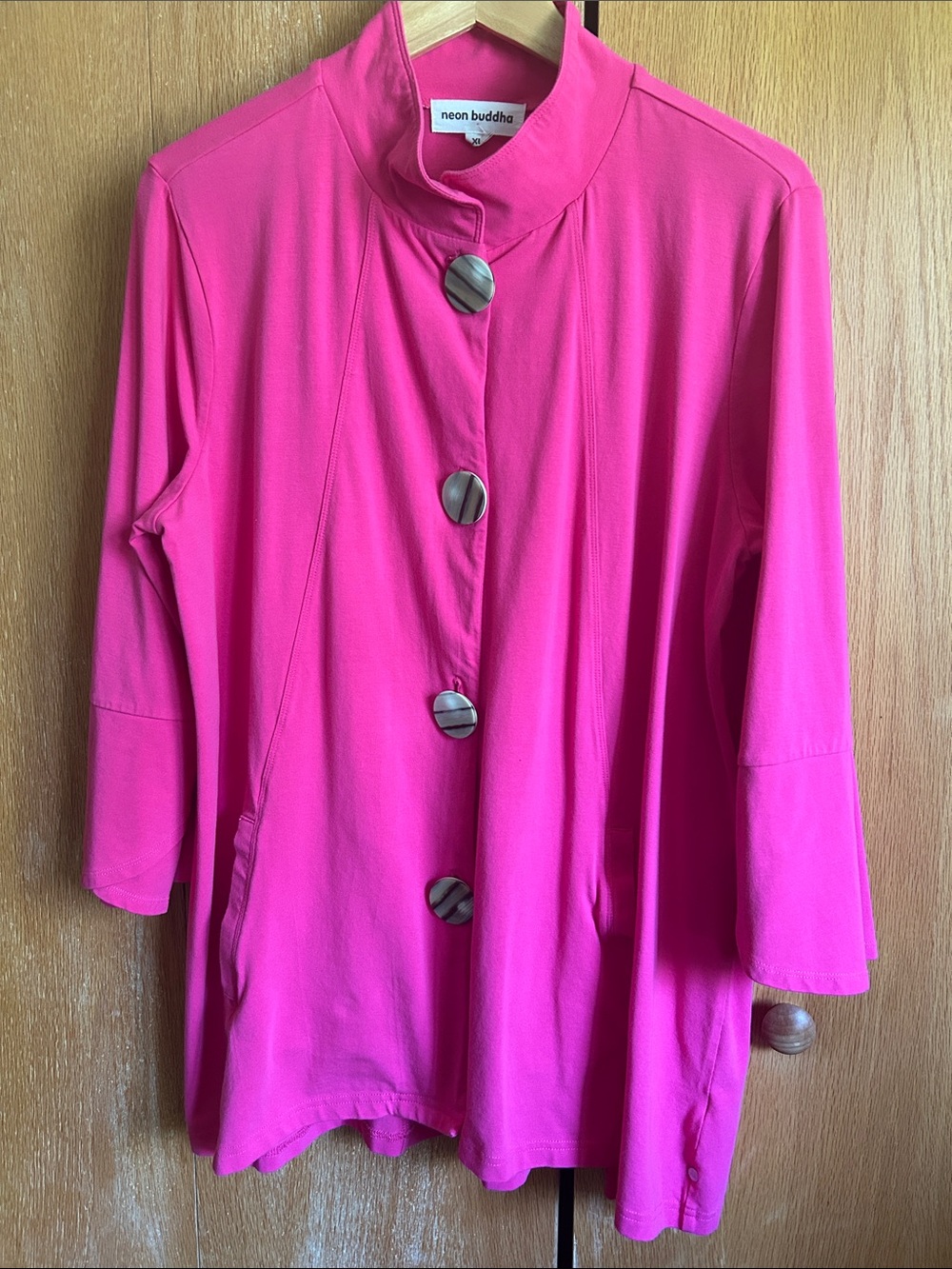 Neon Buddha Vibrant Hot Pink Button Front Jacket